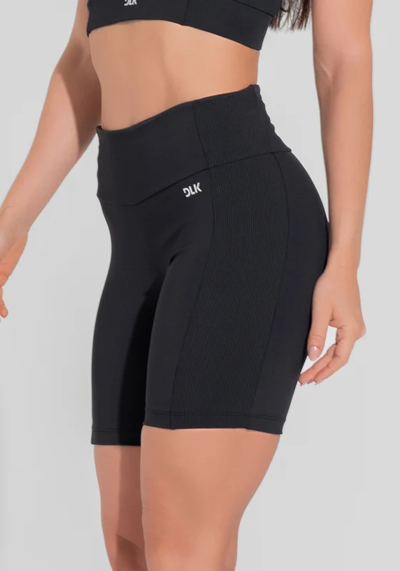 Bermuda Fitness Feminina Com Bolso No Cós E Detalhe Canelado Motion Lines Dlk Preto PRETO / M