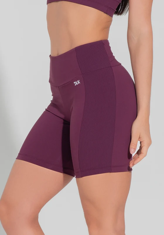 Bermuda Fitness Feminina Com Bolso No Cós E Detalhe Canelado Motion Lines Dlk Vinho VINHO / M