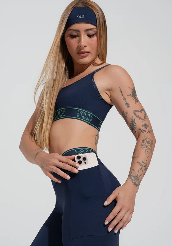 Legging Fitness Feminina Com Bolsos E Elástico No Cós Activity Dlk Azul Marinho AZUL MARINHO / GG