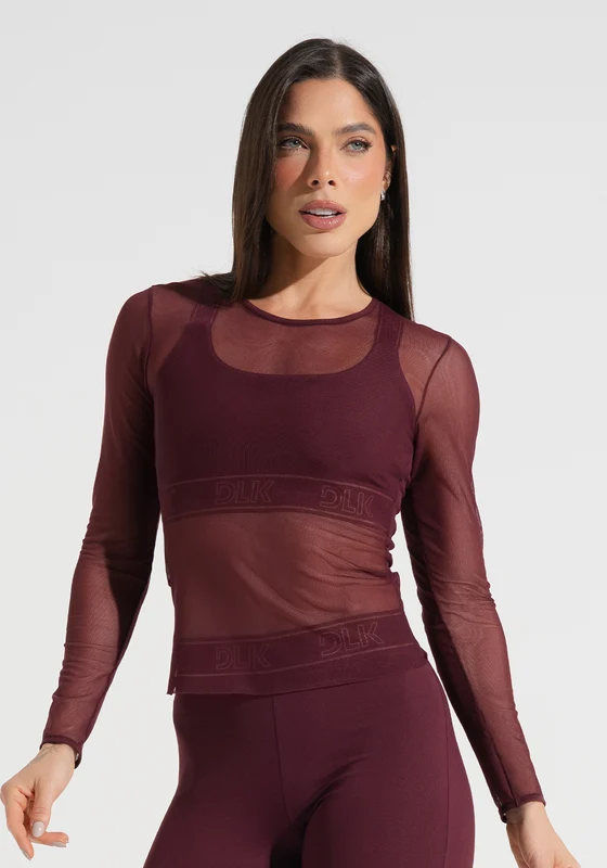 Blusa Feminina de Tule com Manga Longa Activity Dlk Vinho VINHO / M
