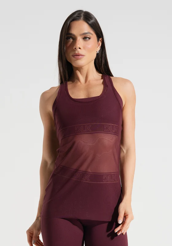Camiseta Fitness Feminina De Tule Activity Dlk Vinho VINHO / GG