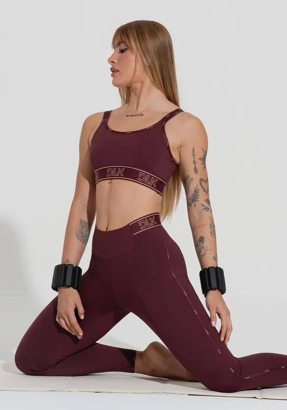 Legging Fitness Feminina Com Elásticos No Cós E Na Lateral Activity Dlk Vinho VINHO / GG