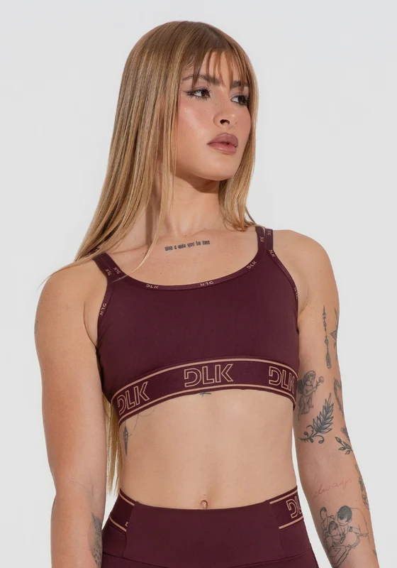 Top Fitness Feminino Com Bojo E Alças Duplas De Elástico Activity Dlk Vinho VINHO / P