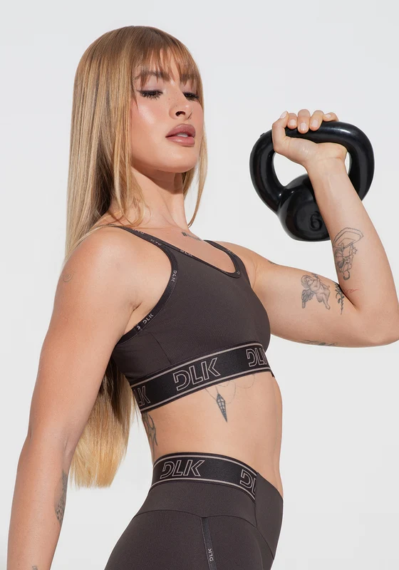Top Fitness Feminino Com Bojo E Alças Duplas De Elástico Activity Dlk Marrom Café CAFÉ / P