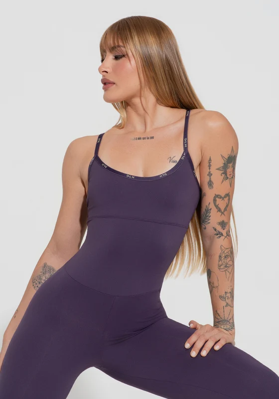 Macacão Fitness Feminino com Alças Cruzadas de Elástico Activity Dlk Roxo ROXO / GG