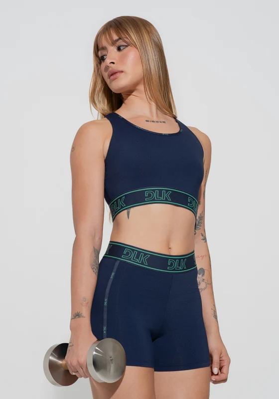 Short Fitness Feminino Com Elásticos No Cós E Na Lateral Activity Dlk Azul Marinho AZUL MARINHO / G