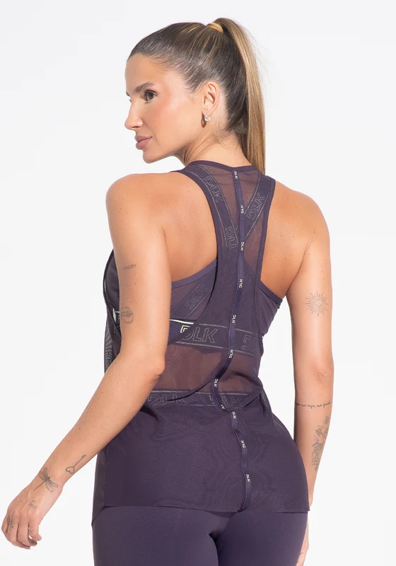 Camiseta Fitness Feminina Nadador De Tule Com Elástico Activity Dlk Azul Roxo ROXO / P