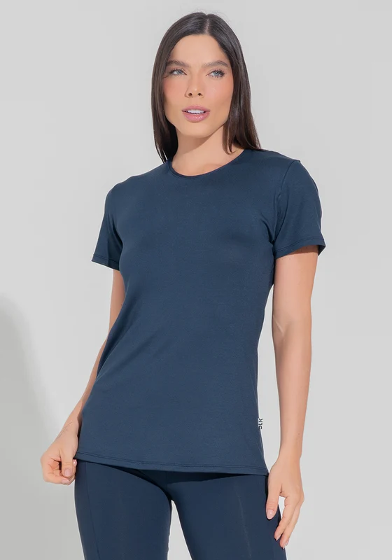 Blusa Fitness Feminina Alongada Motion Lines Dlk Azul Marinho AZUL MARINHO / M