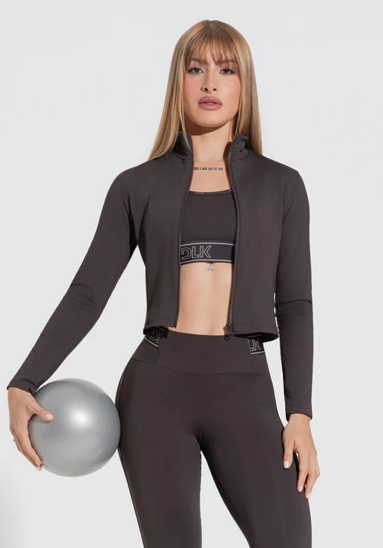 Casaco Fitness Feminino Com Elástico Activity Dlk Marrom Café CAFÉ / G