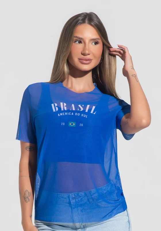 Blusa Feminina Tule Alma Latina Dlk Azul ALMA LATINA / G