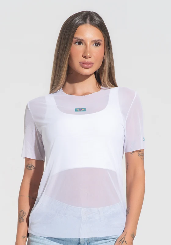 Blusa Feminina Tule Nação Brasileira Dlk Branco NAÇÃO BRASILEIRA / GG
