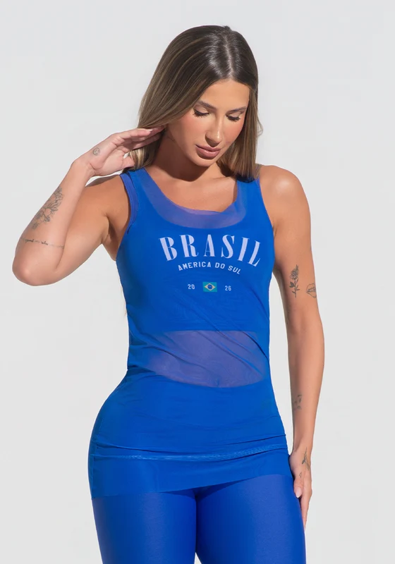 Camiseta Nadador Feminina Tule Alma Latina Dlk Azul ALMA LATINA / M