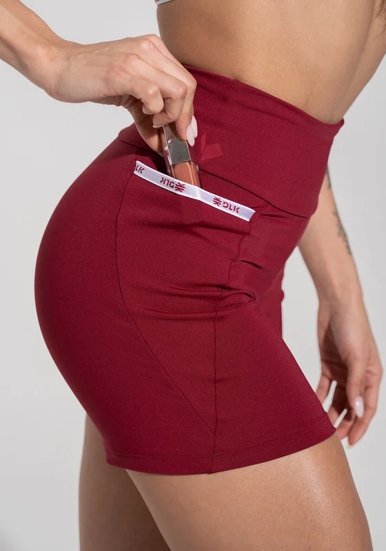 Short Fitness Feminino com Bolsos e Elástico Athletic Dlk Vermelho Cereja CEREJA / GG