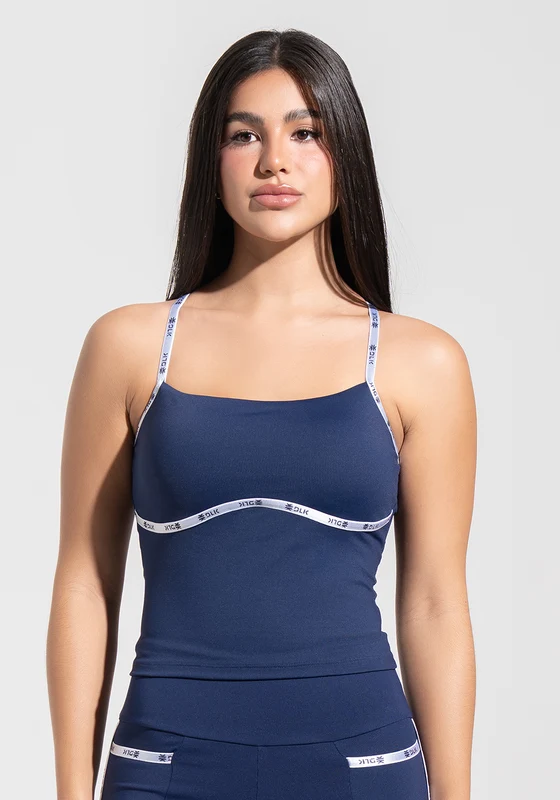 Camiseta Fitness com Alças Cruzadas de Elástico Athletic Dlk Azul Marinho AZUL MARINHO / G