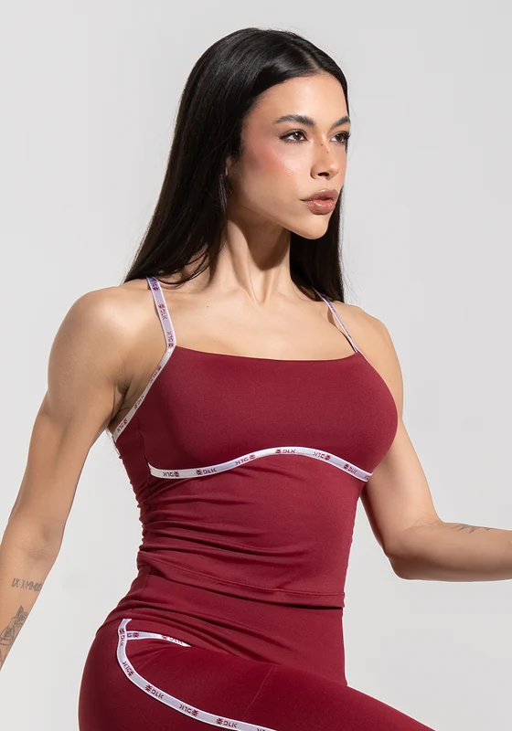 Camiseta Fitness com Alças Cruzadas de Elástico Athletic Dlk Vermelho Cereja CEREJA / M