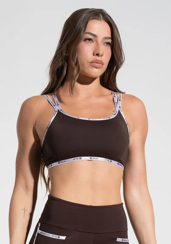 Top Fitness Feminino com Alças Duplas de Elástico Athletic Dlk Marrom MARROM / G