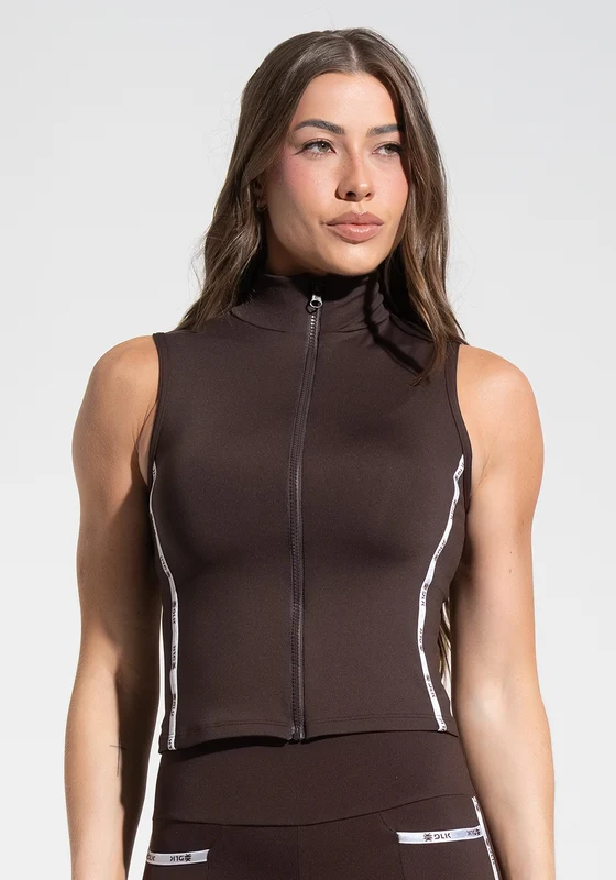 Colete Fitness Feminino com Elástico Athletic Dlk Marrom MARROM / G