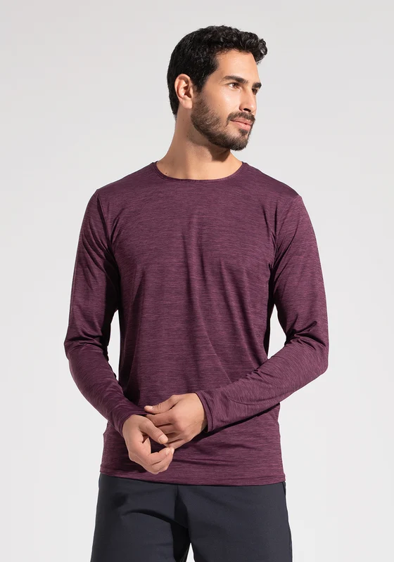 Camiseta Fitness Masculina Manga Longa Mescla Dlk Vinho VINHO / M