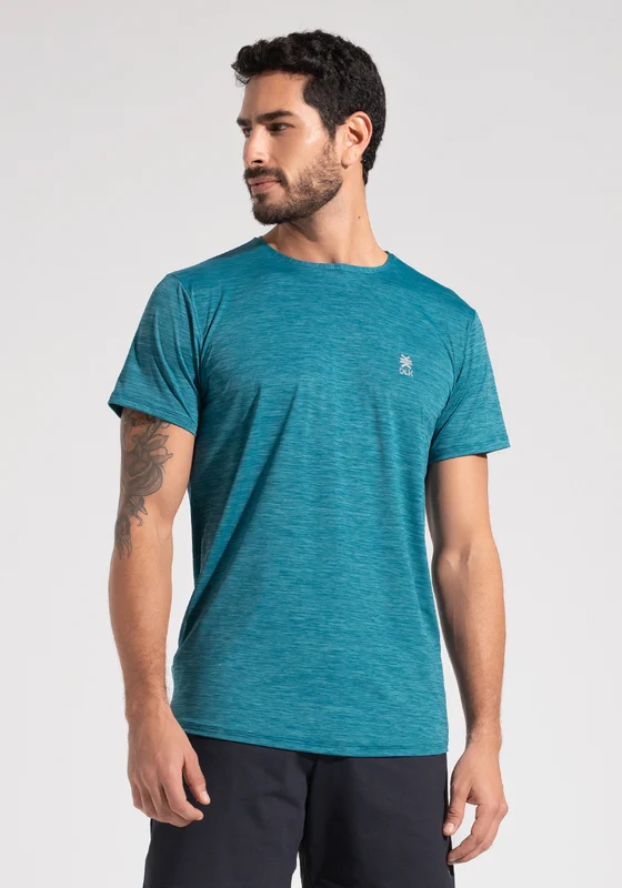 Camiseta Fitness Masculina Mescla Dlk Petróleo AZUL / P