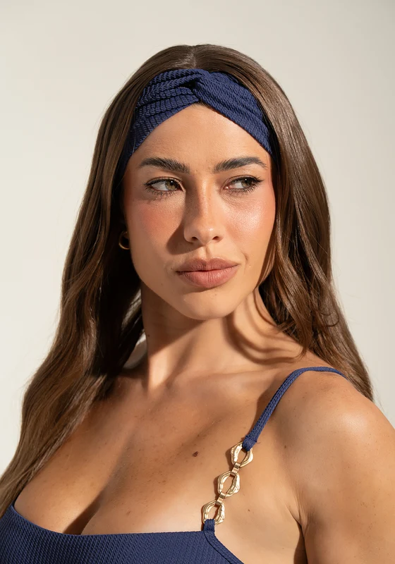Faixa de Cabelo Torcida Canelada Solaris+ Dlk Azul Marinho AZUL MARINHO / U