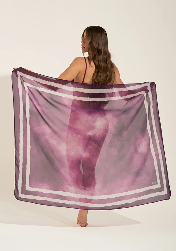 Canga Saída de Praia com Estampa Aquerela Roxo Solaris+ Dlk ROXO / U