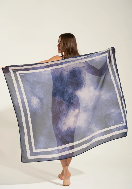 Canga Saída de Praia com Estampa Aquarela Azul Solaris+ Dlk AZUL MARINHO / U