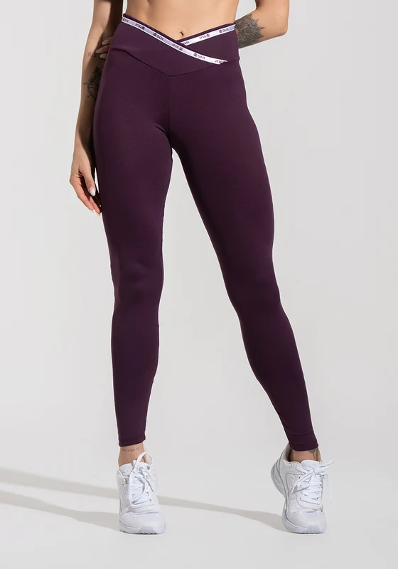 Legging Fitness Feminina com Cós Transpassado e Elástico Athletic Dlk Roxo ROXO / P