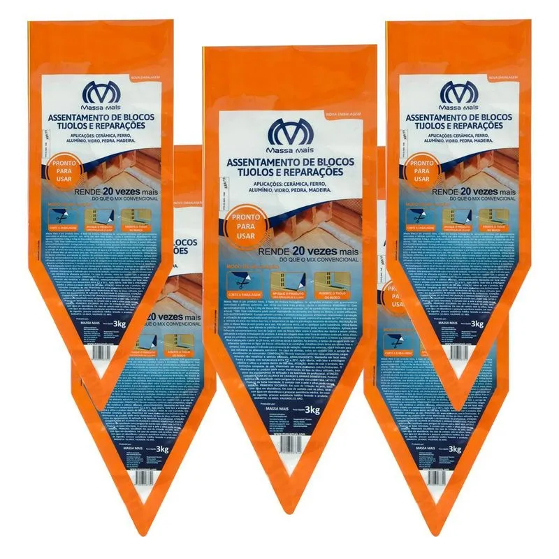 Kit 5 Packs Argamassa Polimérica Cola Blocos E Tijolos 3kg