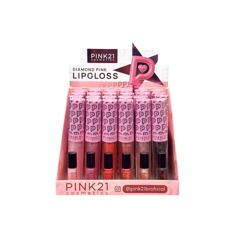 Lip Gloss Diamond Pink C/24 Unid - Pink 21 (CS6724)