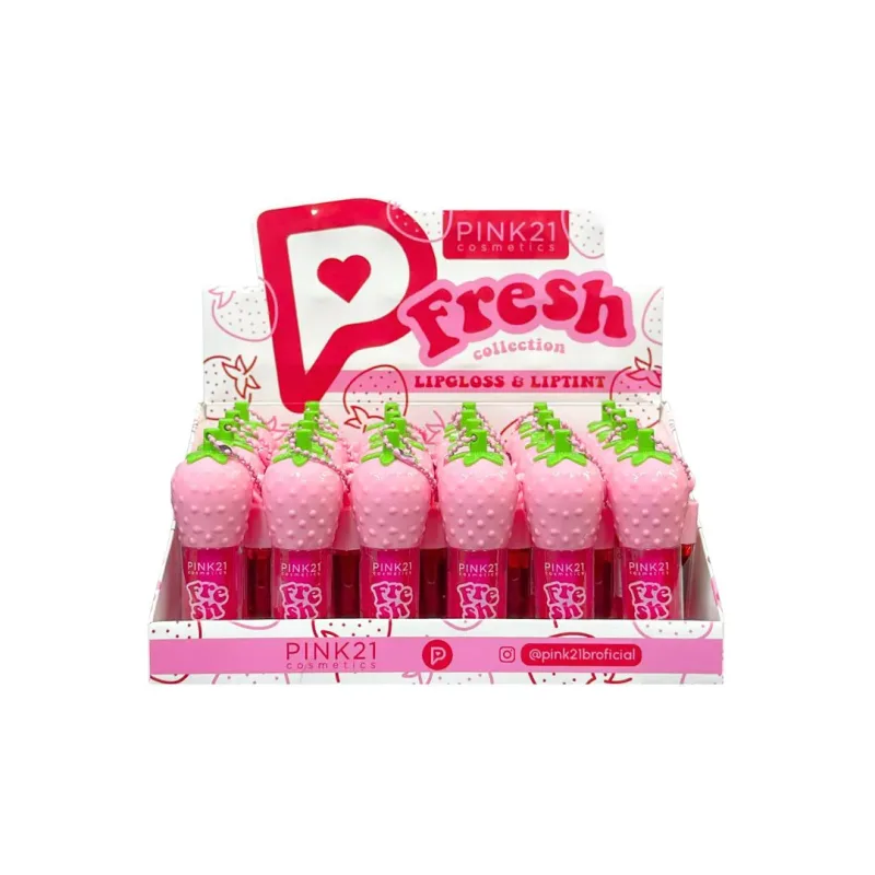 Lip Gloss e Lip Tint Fresh Collection C/24 Unid - Pink 21 (CS7047)