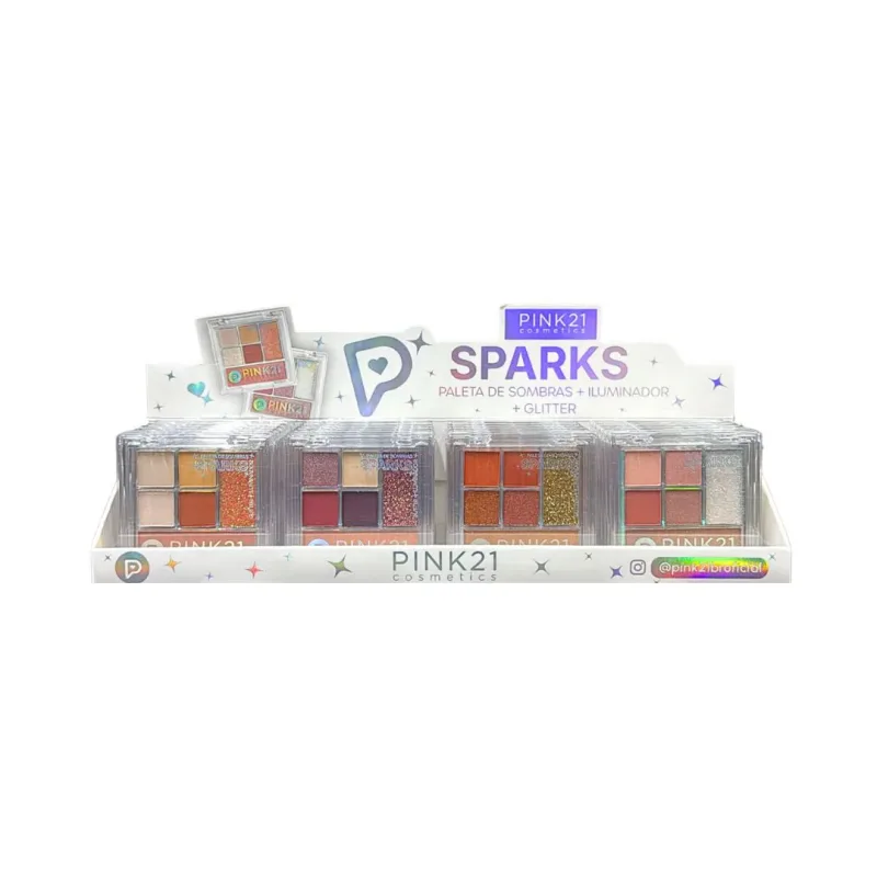 Paleta de Sombras, Iluminador e Glitter Sparks C/24 Unid - Pink 21 (CS6473)