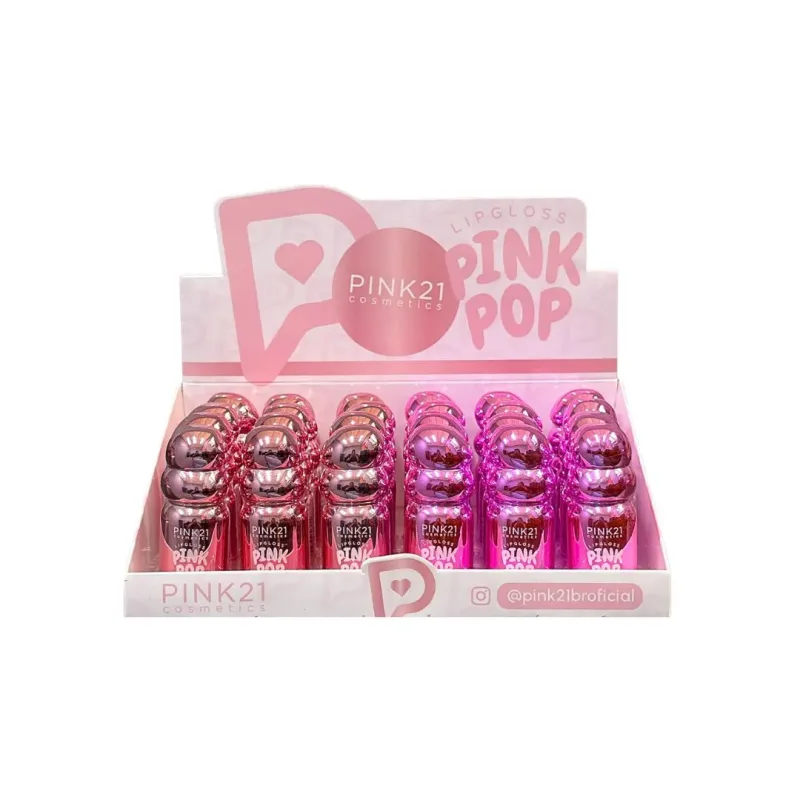 Lip Gloss Pink Pop C/24 Unid - Pink 21 (CS6666)