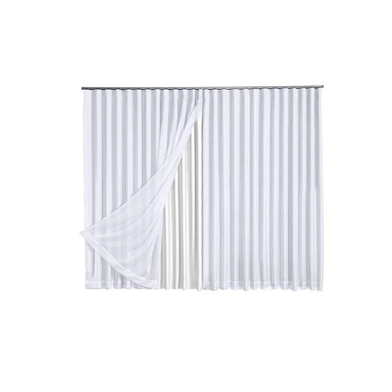 Cortina Microfibra Com Voil 5,00X2,50 Para Varão Simples