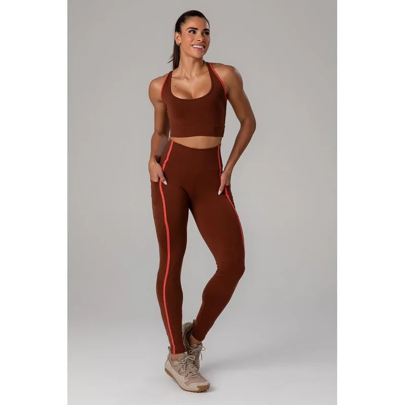 CALÇA LEGGING HIGH COMPRESSION LINE COM BOLSOS - VERÃO25/26 - CACAU M/M