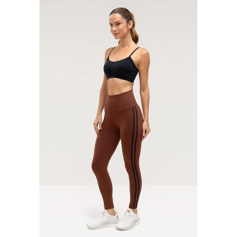 CALÇA LEGGING HIGH COMPRESSION COM GALÃO - ESSENTIALS 26 - CACAU M