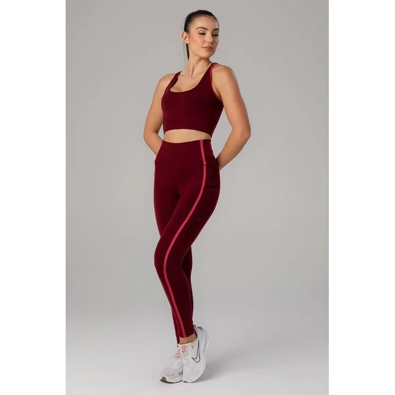 CALÇA LEGGING HIGH COMPRESSION LINE COM BOLSOS - VERÃO25/26 - BORDÔ GG/XL