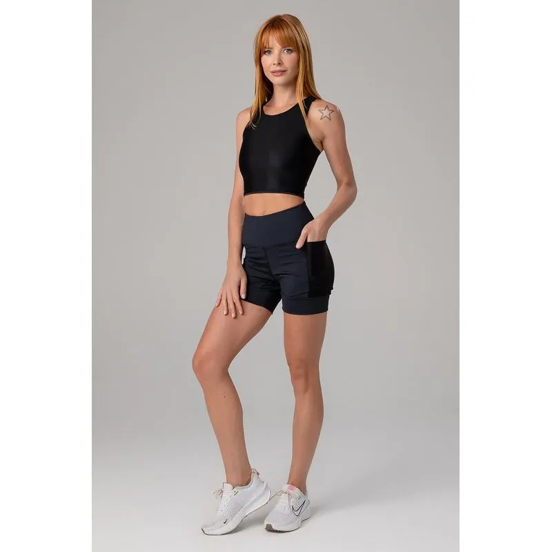SHORTS FLEX RUNNING COM BOLSOS - VERÃO25/26 - PRETO G/L