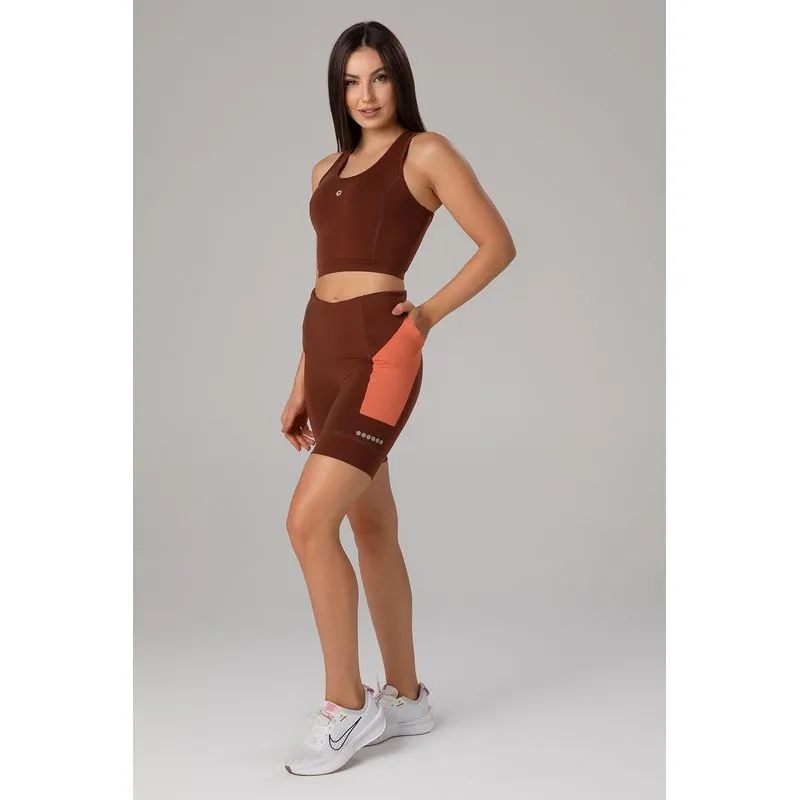 SHORTS HIGH COMPRESSION DUAL RUNNING - VERÃO25/26 - CACAU P/S