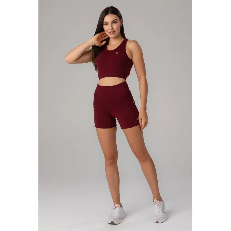 SHORTS HIGH COMPRESSION COM BOLSOS - VERÃO25/26 - BORDÔ P/S