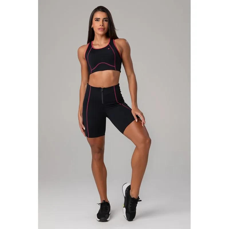 SHORTS IMPACT CONTRASTE COM ZÍPER - VERÃO25/26 - PRETO M/M