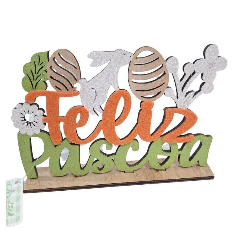 Placa De Mesa Feliz Páscoa Multiart