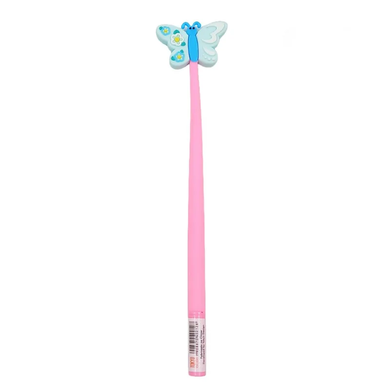 Caneta Gel Borboleta 22cm em Plástico Multiart-Rosa - LC