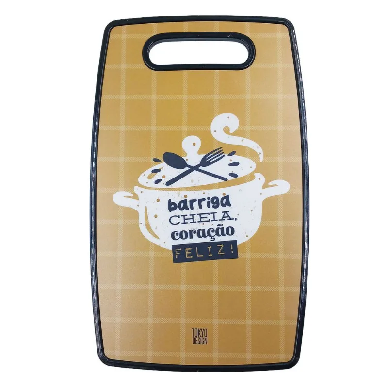 Tábua de Corte Estampada 36,5x22,5cm em Plástico Multiart-Preto - LC
