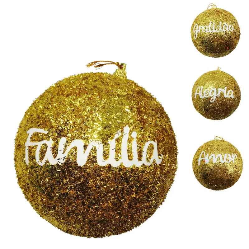 Bola de Natal C/ Frase 12cm em Plastico Multiart - LC