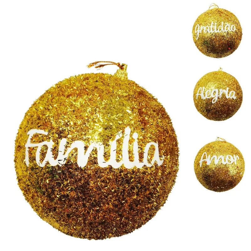 Bola de Natal C/ Frase 6cm em Plástico Multiart - LC
