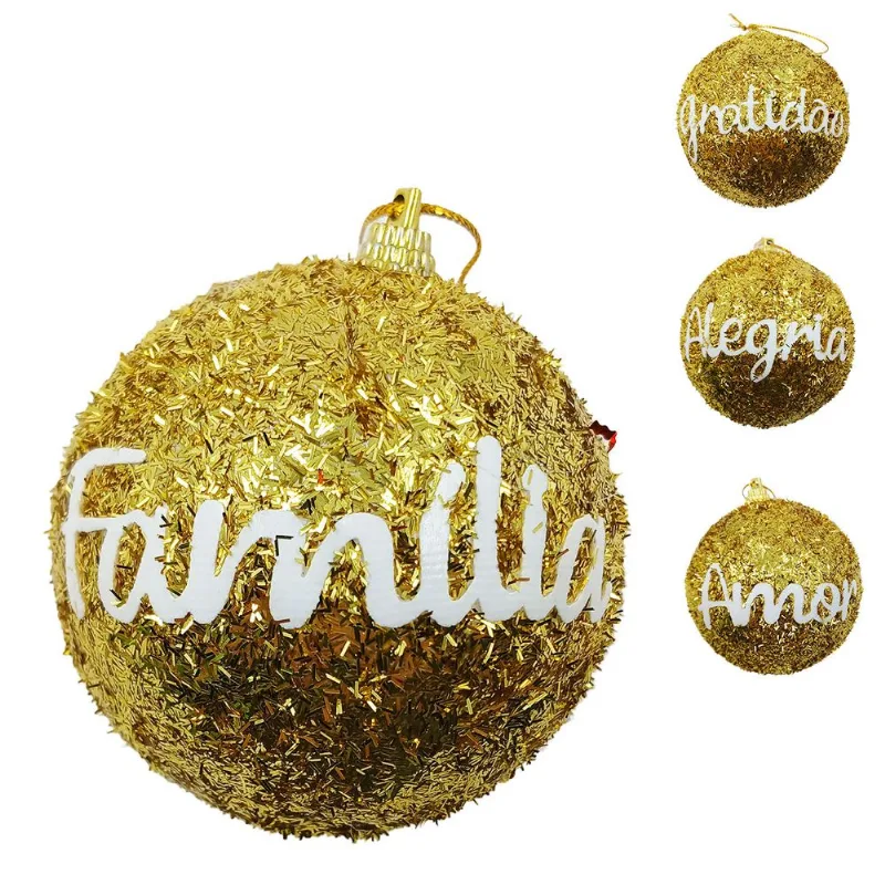Bola de Natal C/ Frase 8cm em Plástico Multiart - LC