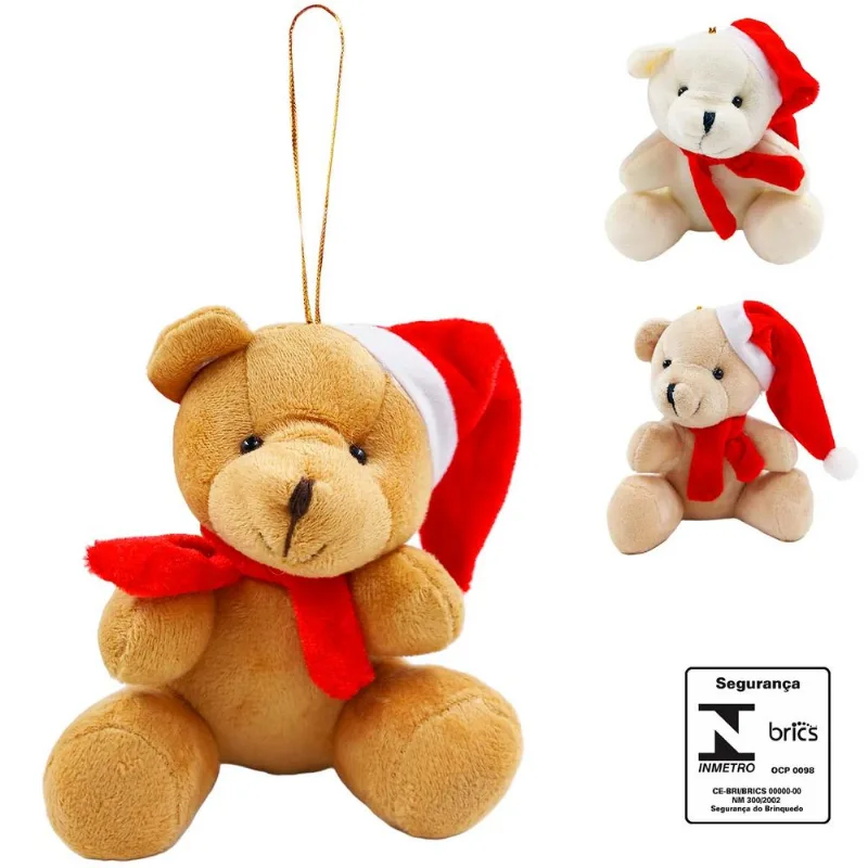 Enfeite Urso Natalino 15cm em Poliester Multiart - LC