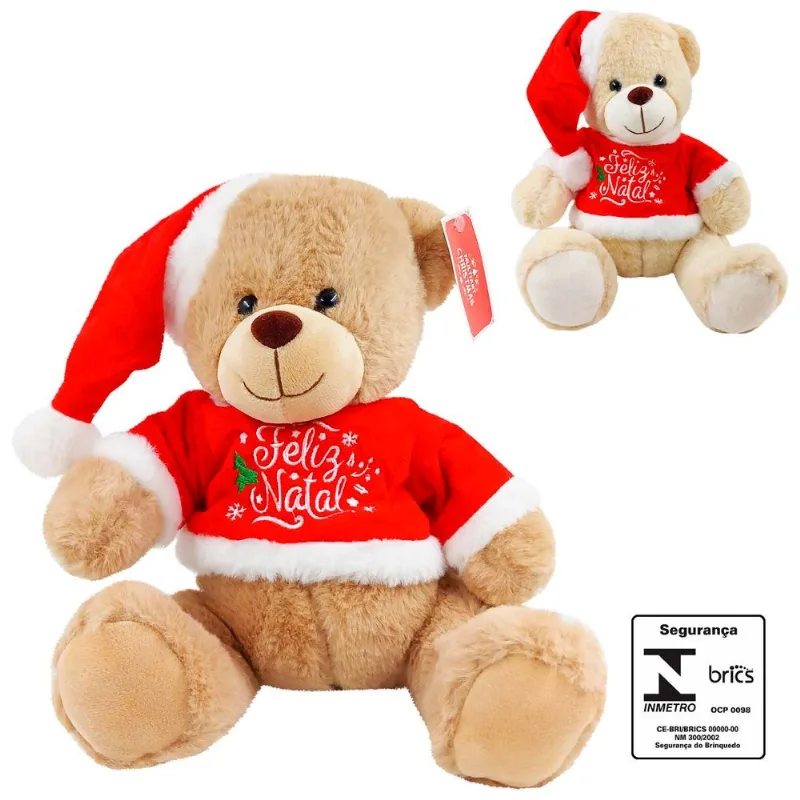 Urso Natalino C/ Gorro 25cm em Poliéster Multiart Urso Natalino C/ Gorro 20cm em Poliéster Multiart - LC