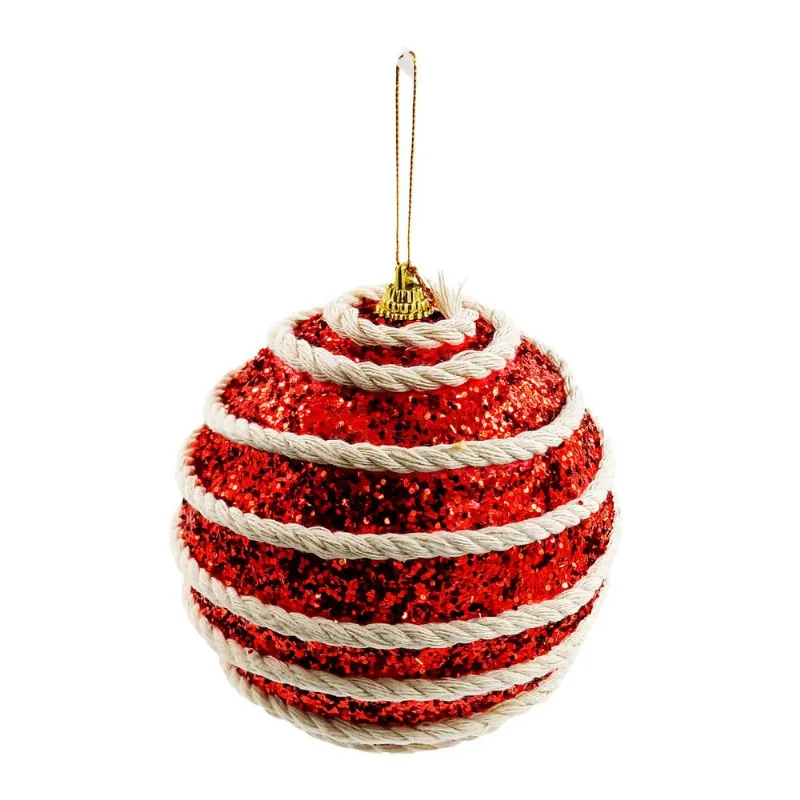Bola Natalina C/ Glitter 6cm em Plástico Multiart-Vermelho - LC