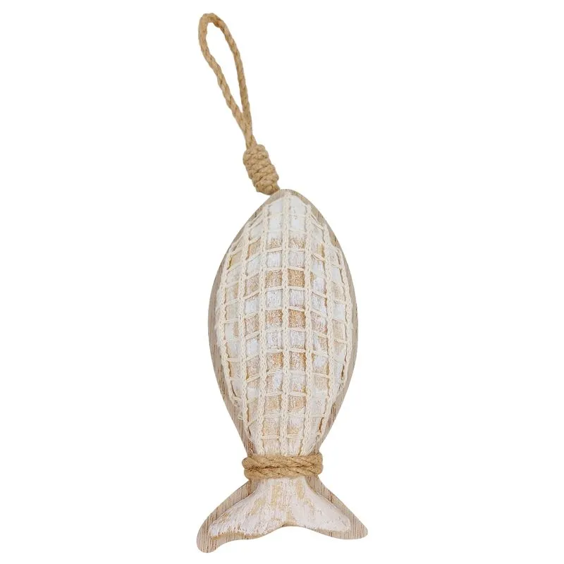 Enfeite Náutico Peixe Decorativo 26x7cm em MDF Multiart-Bege